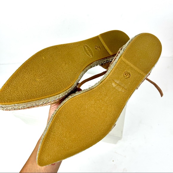 Emporio Armani Womens 40 Jute Espadrilles Flats Ankle Strap Tan New in Box Spain - Picture 5 of 8